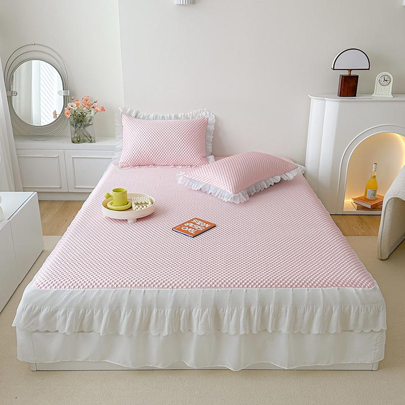 Antibacterial Breathable Fitted Sheet Cool Feeling Silk Mint Water Molecule Cooling Mat Summer Cool Bed Cover (With Pillowcase)