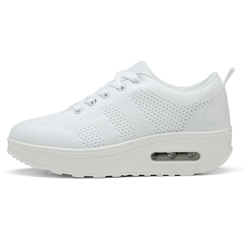 Sneakers Women Walking Shoes Air Cushion Comfortable Breathable Outdoor Casual Shoes Thick Bottom Increasing Height Lace-up