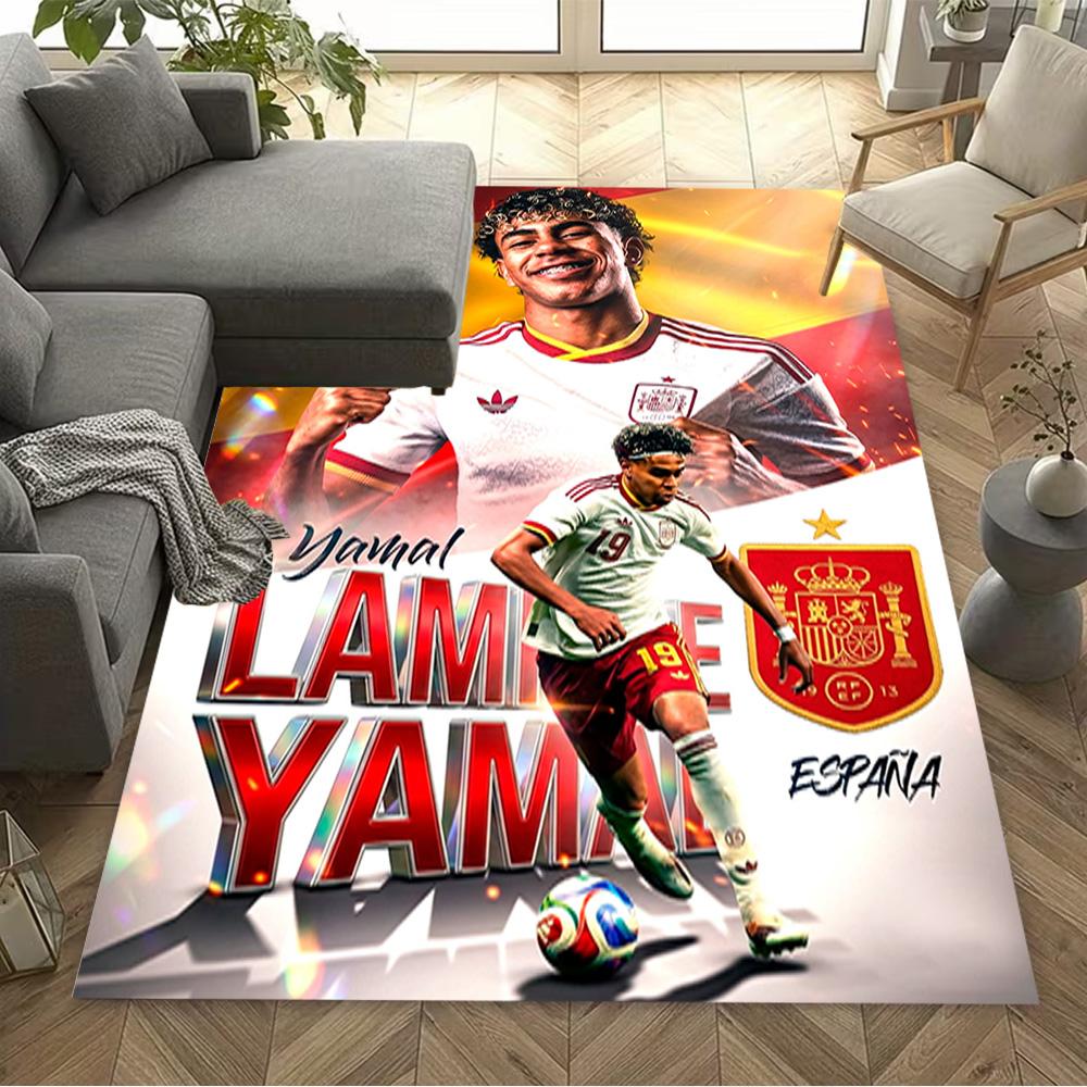 Lamine Yamal's Dynamic Soccer Celebration Area Rug Suitable for Kitchen Hallway Decorate room Dining Room Anti-slip Rug Anime Office Decor