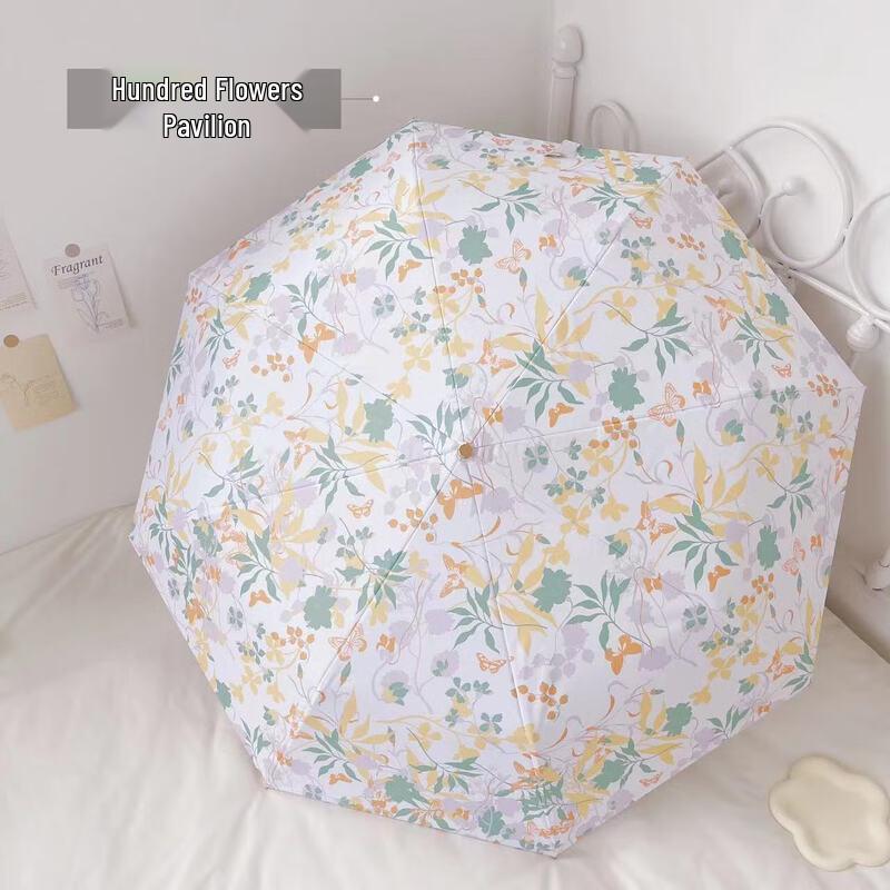 XuQing Floral 8-Rib Folding UV Protection Umbrella