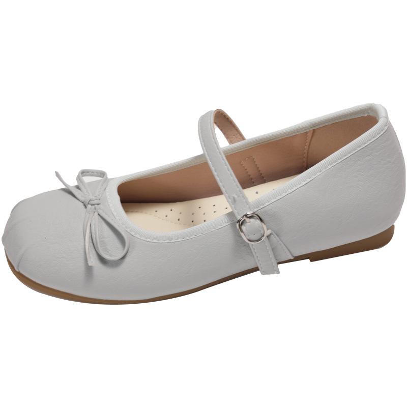 Inner height increase single shoes women's 2025 spring new Korean version grandma shoes elastic band word with bow Mary Jane shoes