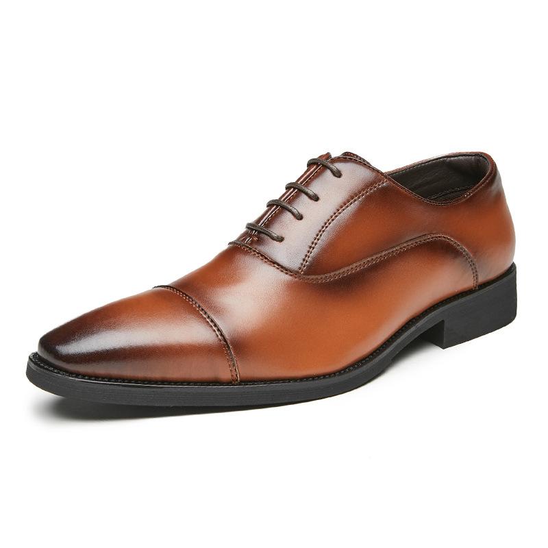 Fashion Cowhide Leather Business Shoes Men Business Dress Shoe Rubber Sole Men's Lace-Up Elegant Formal Oxford Shoes EU Size 38-43