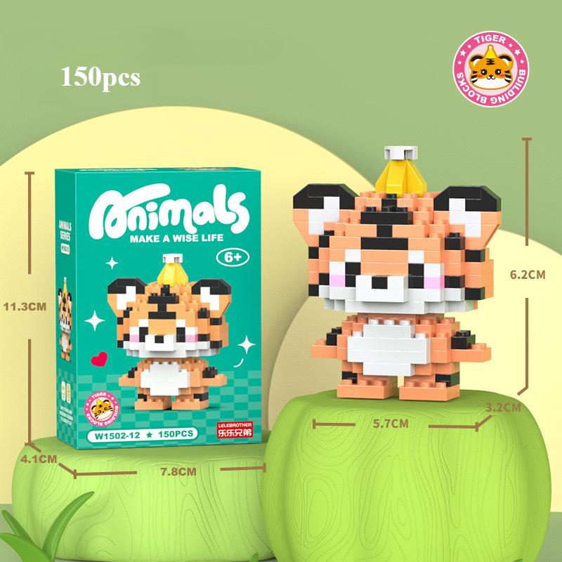 Children Micro Building Block Toy Mini Cartoon Animals Puzzle Assembling Bricks Table Decoration Toys for Kids Christmas Gifts