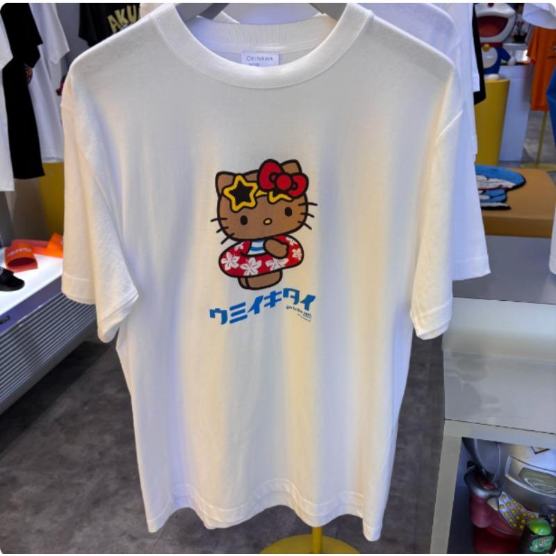 

Sanrio 2026 Летняя футболка с принтом Hello Kitty в стиле комиксов, повседневная, детская, для родителей и детей, домашняя одежда 100