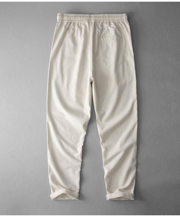 Men's Plus Size Cotton Linen Elastic Waist Trousers - Loose Straight Leg Summer Pants