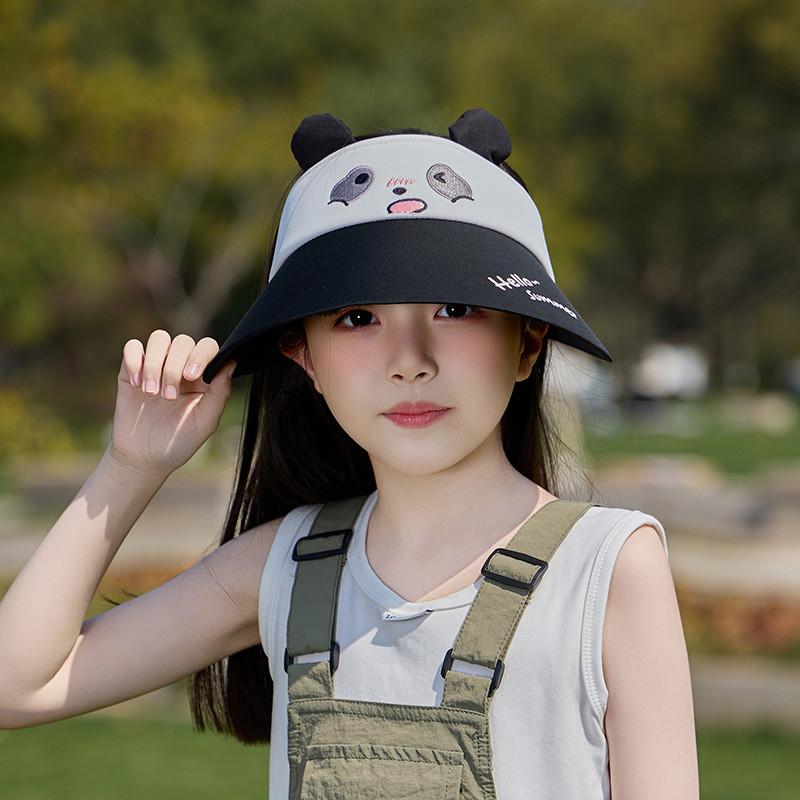 Summer Kids Sun Hat With Large Brim And Cartoon Animal Design For Sun Shade And Comfort чёрный