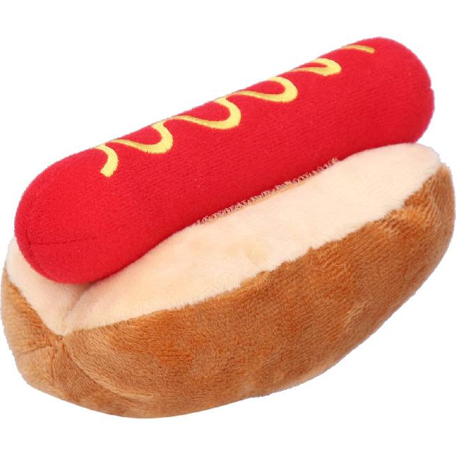 Jeanoko Hot Dog Toy Exquisite Design Food Shape Stuffed Toy Squeezable Soft Plush Dog Toy Soft Plush Hot Dog Shape for Cats Dogs