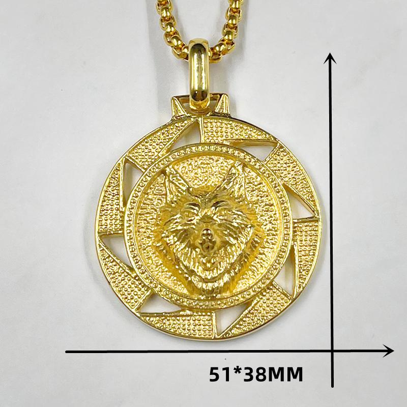 

Stainless Steel Necklaces Wolf Head Animal Hip Hop Pendants Men s Chain Choker Sweater Gold Color for Women Jewelry Party Gifts 60cm золотий