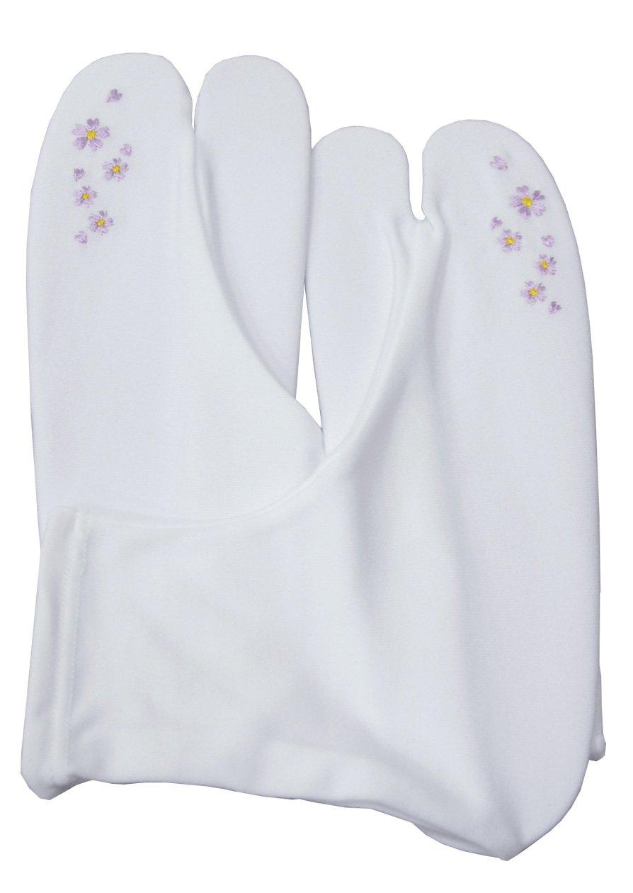 

Kimono Net Shokai Stretch Tabi Socks with Cherry Blossom 02 Purple Embroidery, фіолетовий