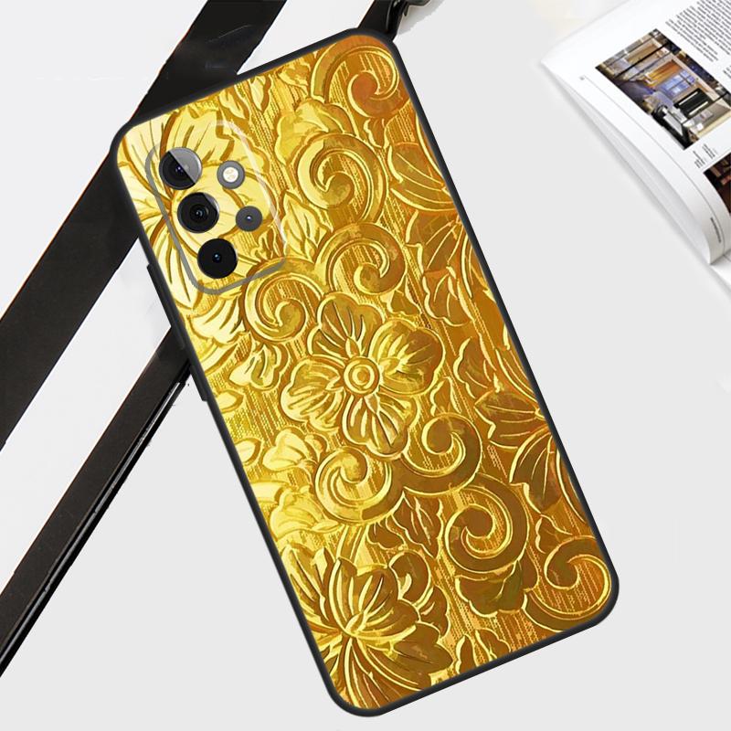 

Gold Floral Pattern Case For Samsung Galaxy A56 A36 A26 A16 A06 A54 A34 A14 A12 A22 A32 A52 A13 A53 A15 A35 A55 Samsung A56