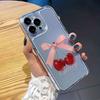 Cute Cherry Bow-Knot Clear Case for iPhone 16 12 13 Mini 11 14 15 Pro Max Xs XR 8 Plus Ultra Thin Silicone Cover for Women Girls