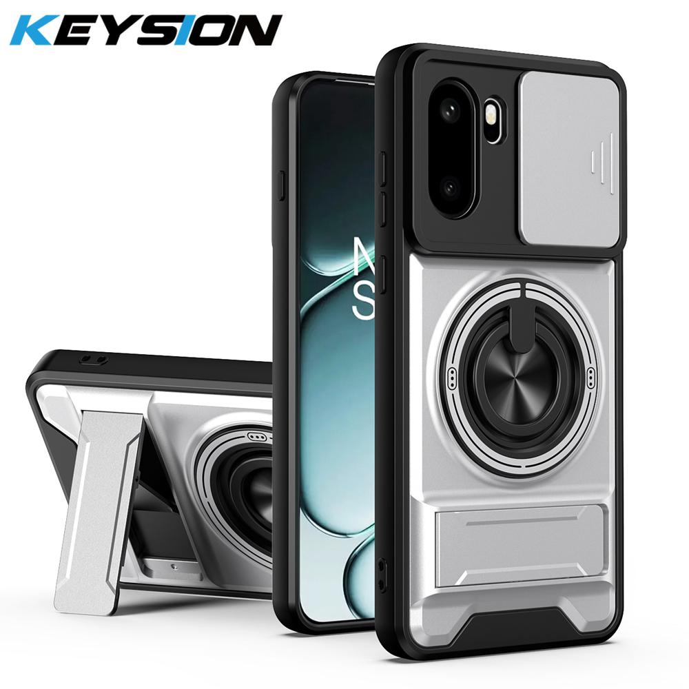 KEYSION Magnetic Phone Case for OnePlus 15R 5G 1+ Ace 6 6T Slide Camera Protection Upright Kickstand Ring Shockproof Back Cover