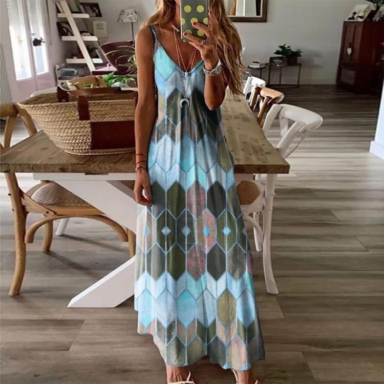 Summer 2025 Casual Long Skirt Jumpsuit Printed Camisole Vest