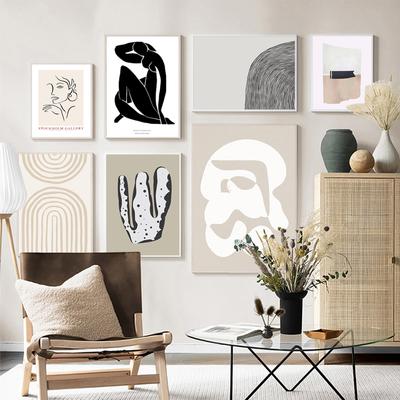 Abstraktní skandinávský Trendy Boho Béžové Barvy Minimalistický Obraz na plátně Tisk plakátů Nástěnné umělecké obrazy Obývací pokoj Domácí dekorace