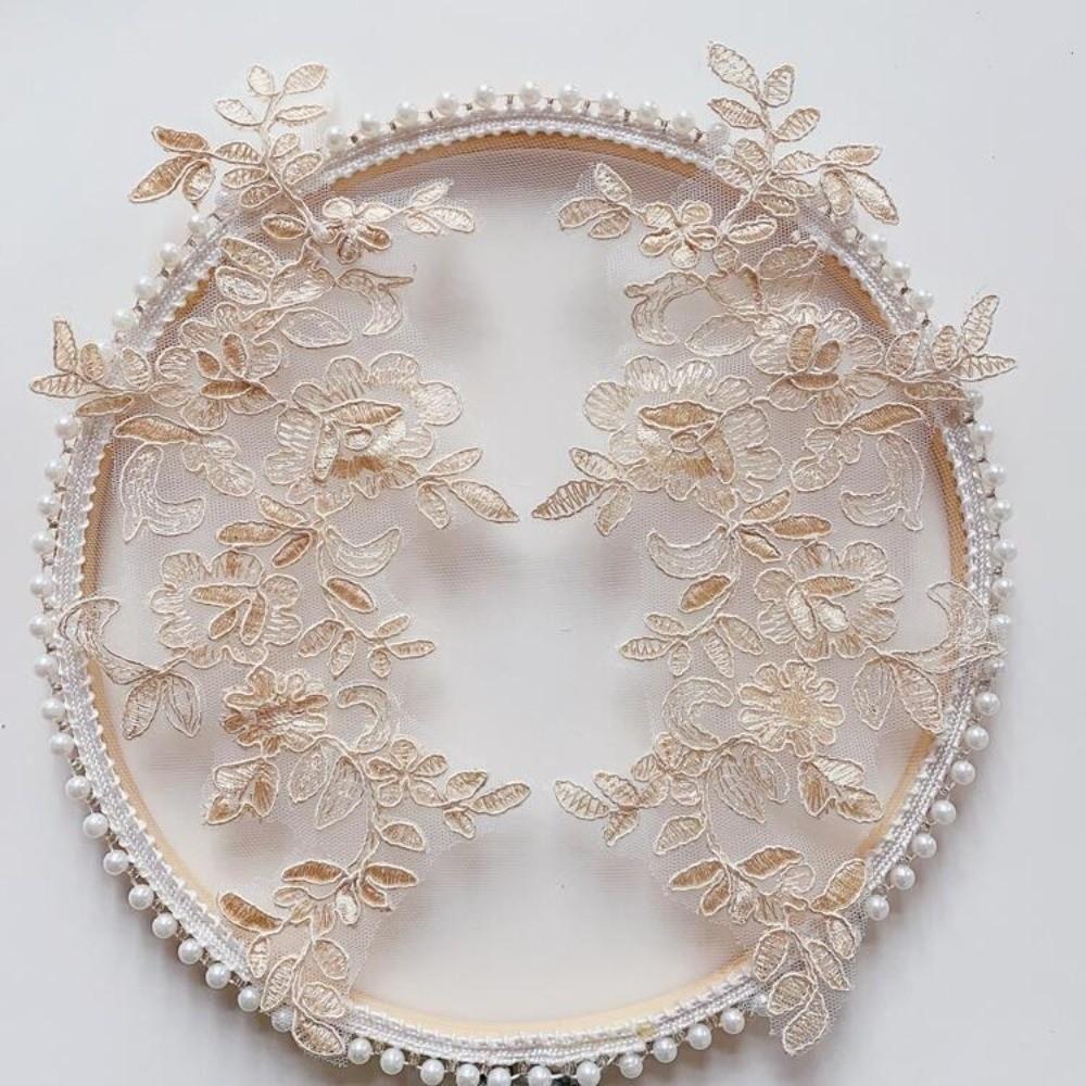 1Pair Polyester Fiber Embroidery Flower Patches DIY Handmade Floral Patches Floral Applique Lace Patch Clothing Accessories