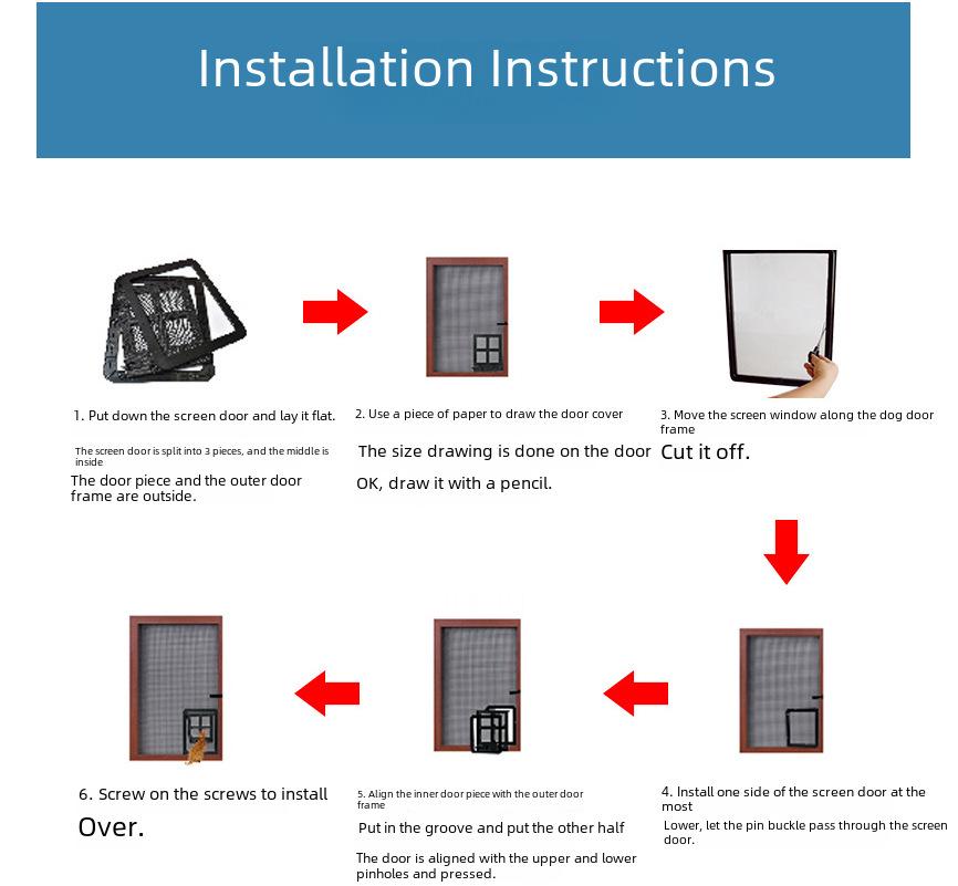 New Universal Pet Screen Door with Entry/Exit Control – Anti-Bite Design for Cats and Dogs