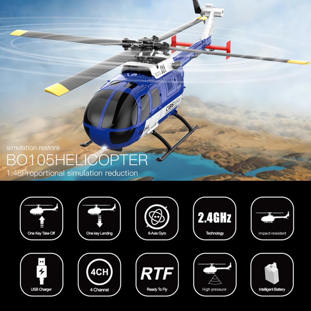Fjernkontroll Helikopter 6-akset Gyroskop 2,4G 4CH Single Propell Aileron Free Helikopter med