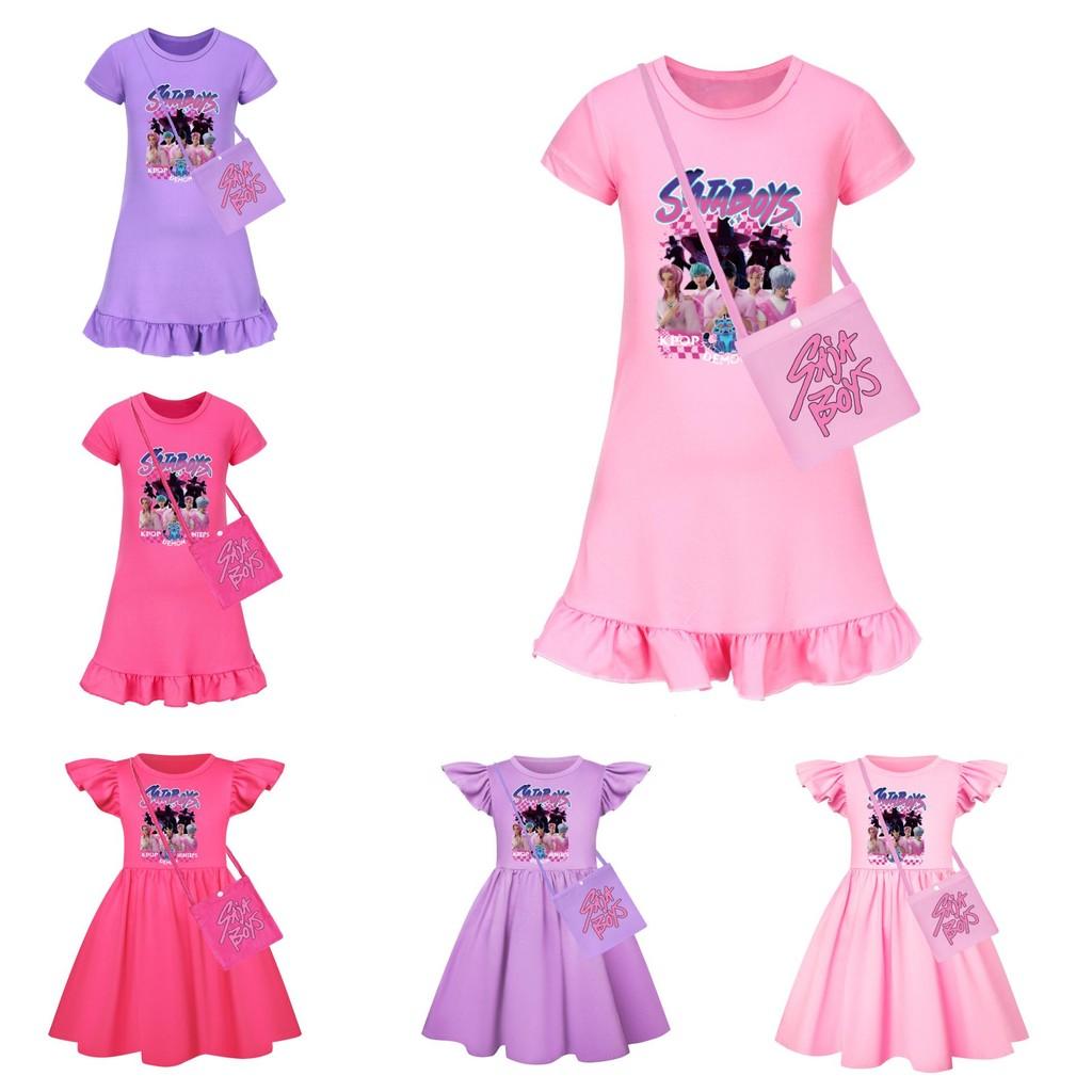 Hunters Kpop Demon Short Sleeves Sleep Dress For Kids Bedroom Clothing Gift