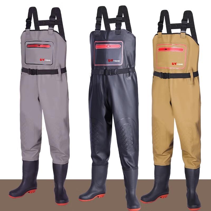 GUAIKEAI Men's One-Piece Rain Waders with Boots