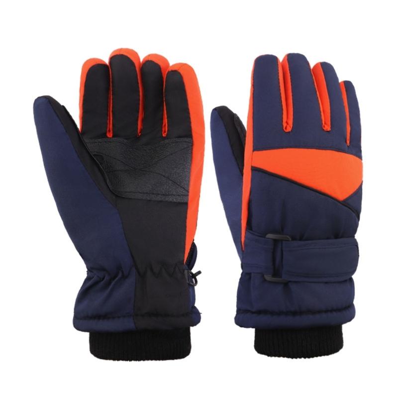 Children's Insulated Snow Gloves Waterproof Thickened Cuffs Hand Cover Warm Winter Sports Mittens for Boys and Girls