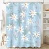 Blue Flower Pattern Waterproof Shower Curtain Modern Home Decor Bathroom Accessories for Wet Areas Easy Installation and Durable