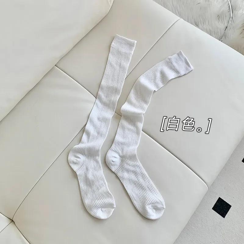 Women Thin Boneless Cotton Long Socks Jk Lolita Striped Pile-Up Stockings Trendy Breathable Soft Slim Knee High Stacked Socks