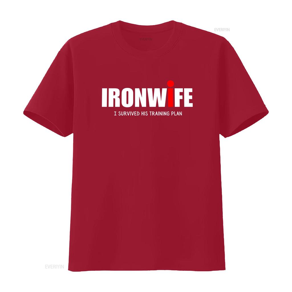 Ironwife T Shirt Triathlon Support for Triathlete Swim Bike Run Top Funny Tri Humor I Survived His Training Plan Vintage