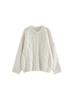 Women's Milky White Round Neck Knit Sweater - Loose, Soft, and Versatile for Autumn/Winter