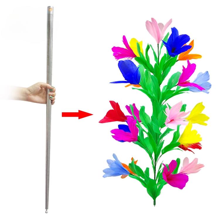 Vanishing Cane To Flower ( 21 Flowers ) Magic Tricks Metal Vanishing Cane Stage Flower Comedy Magic Prop Classic Magic Illsuion