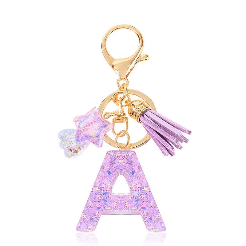 Diy A-Z Letters Keychain Metal Holder Pendent Key Chain Women Car Key Ring Simple Letter Name Key Party Gift Jewelry