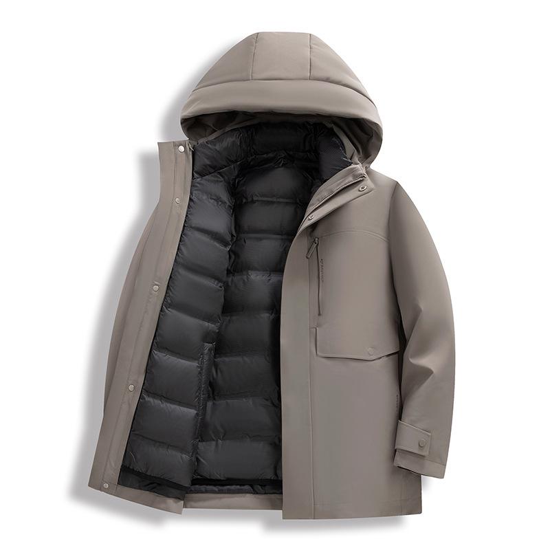 

2025 New Men s Black Winter Coat with Removable Liner XL хакі