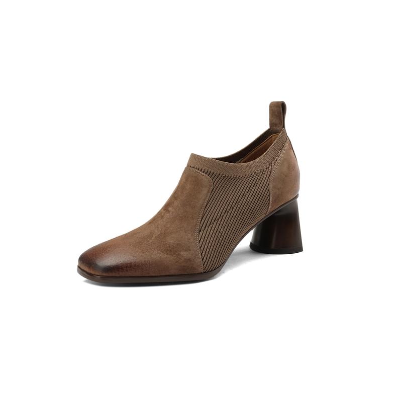 

2024 Новые модные удобные женские туфли из натуральной кожи, элегантные туфли-лодочки с квадратным носком и толстым каблуком, повседневная обувь для вечеринок, женская обувь 41 коричневый