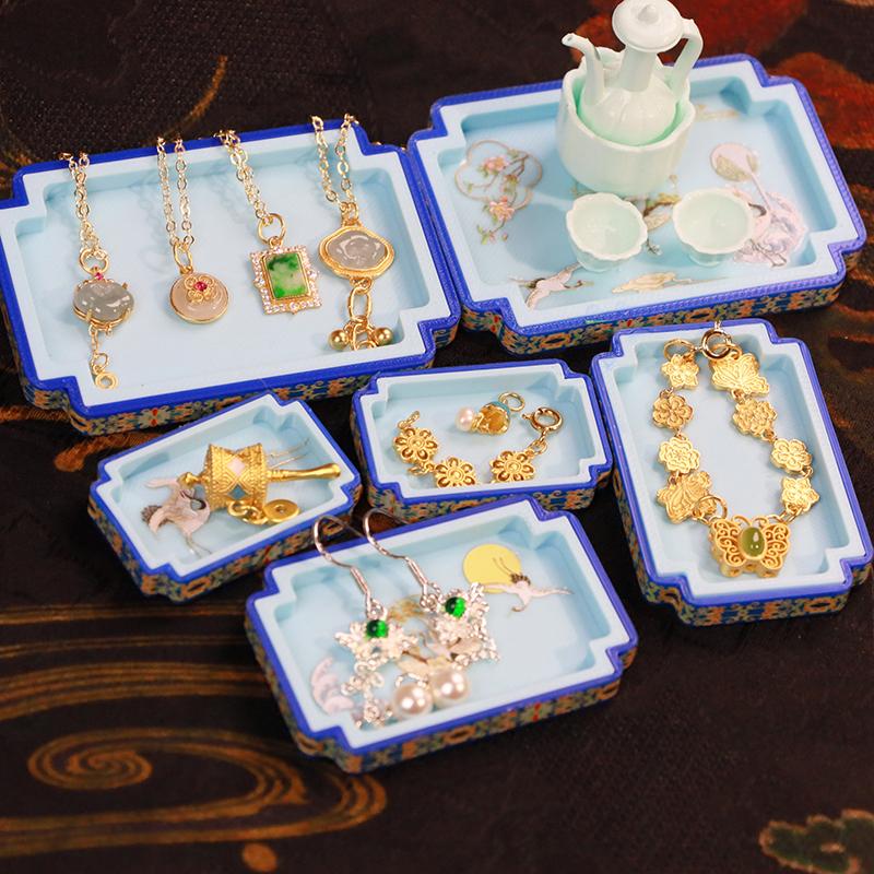 1/12 Doll House Miniature Chinese Style Jewelry Display Box Simulation Vintage Jewel Case Toy Mini Decoration Dollhouse