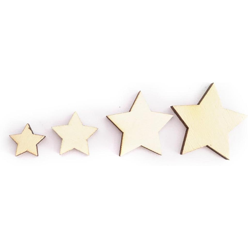 VORCOOL Christmas Wood Slices,200pcs Wooden Stars Wood Star Slices Mini Star Embellishments for Wedding Crafts Making