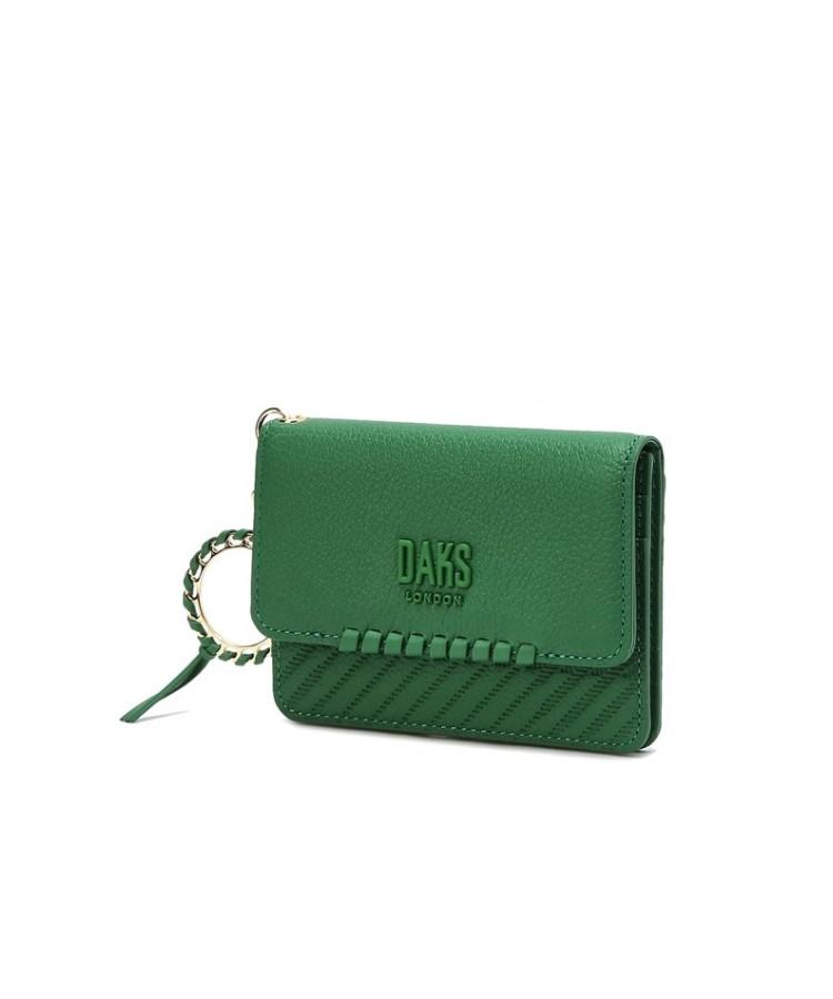 Daks Womens Accessories Green Logo Color Block Cowhide Card Wallet_Dcho5F162E2