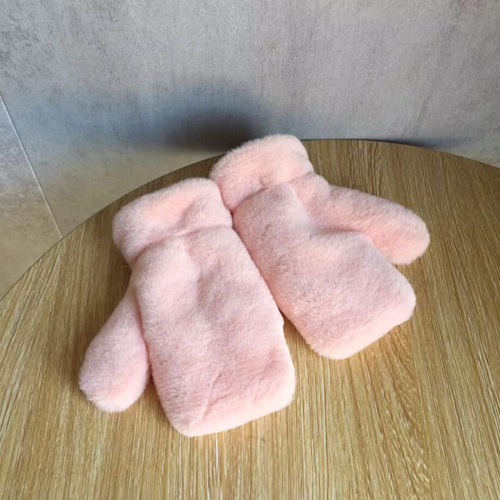 Thick Warm Winter Fleece Mittens Plush Kids Full Finger Gloves Children Gloves For 3-8Y Kids