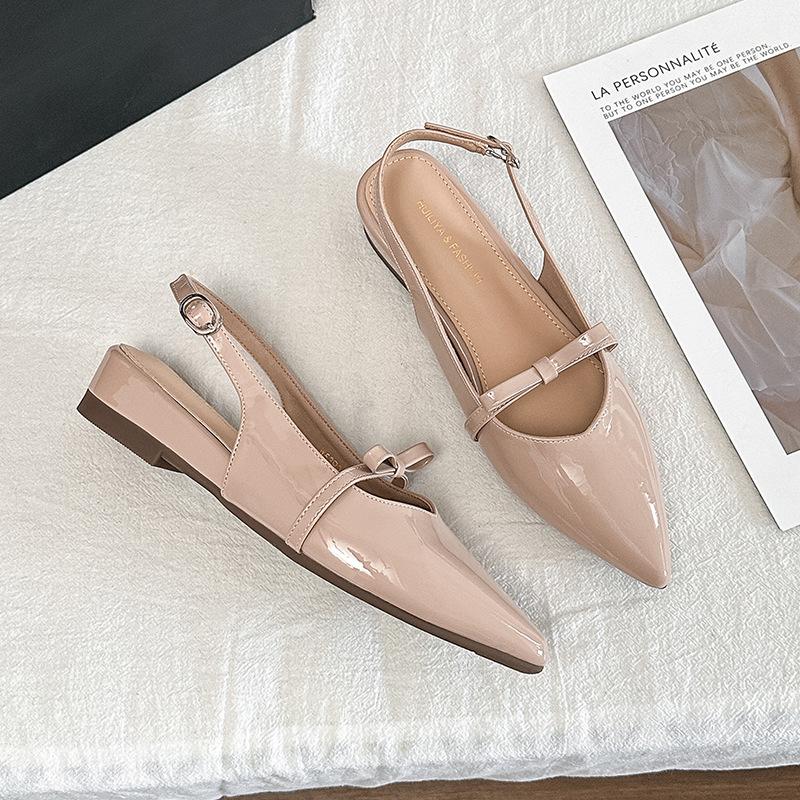 

W5399-12 black temperament bag head sandals fairy shoes 2025 new spring and summer French style with skirt single shoes 40 розовый