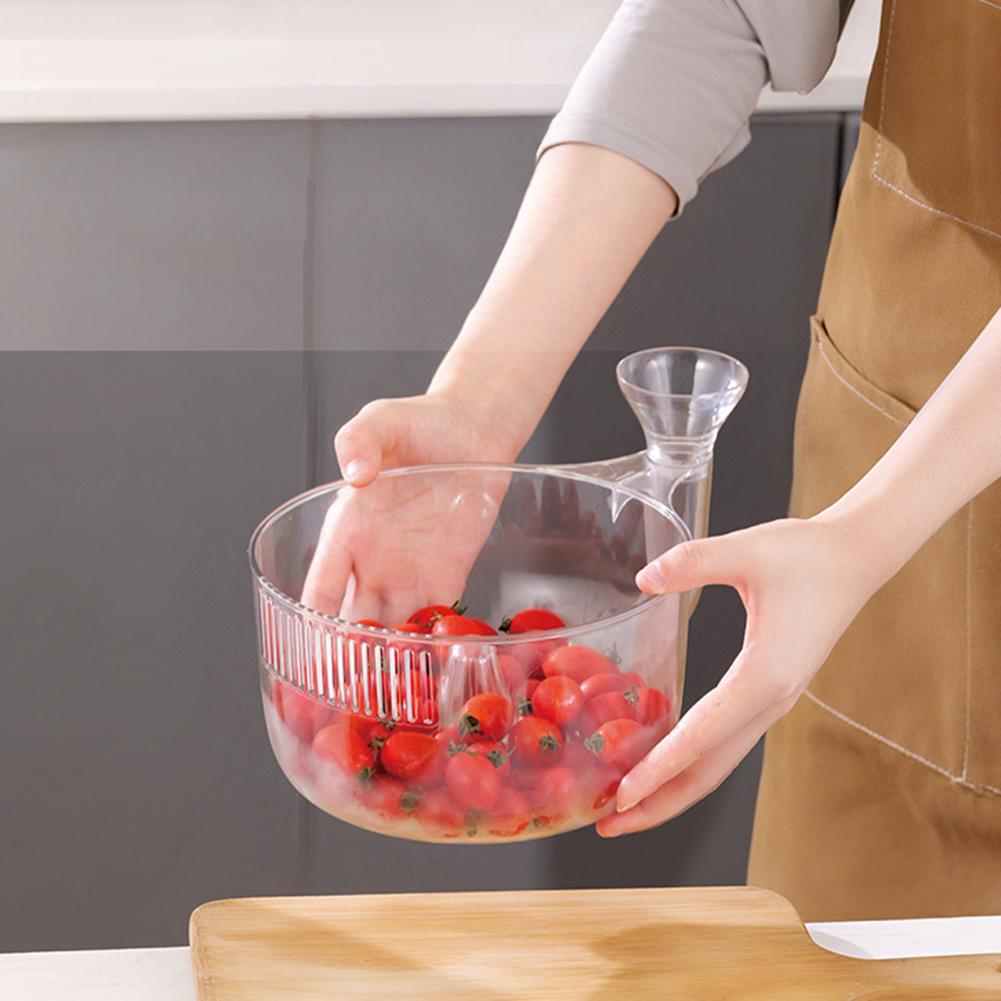 Lightweight Dishwashing Basket Portable Rotating Drain Basket with Strainer for Fruit Vegetable Washing Kitchen Device