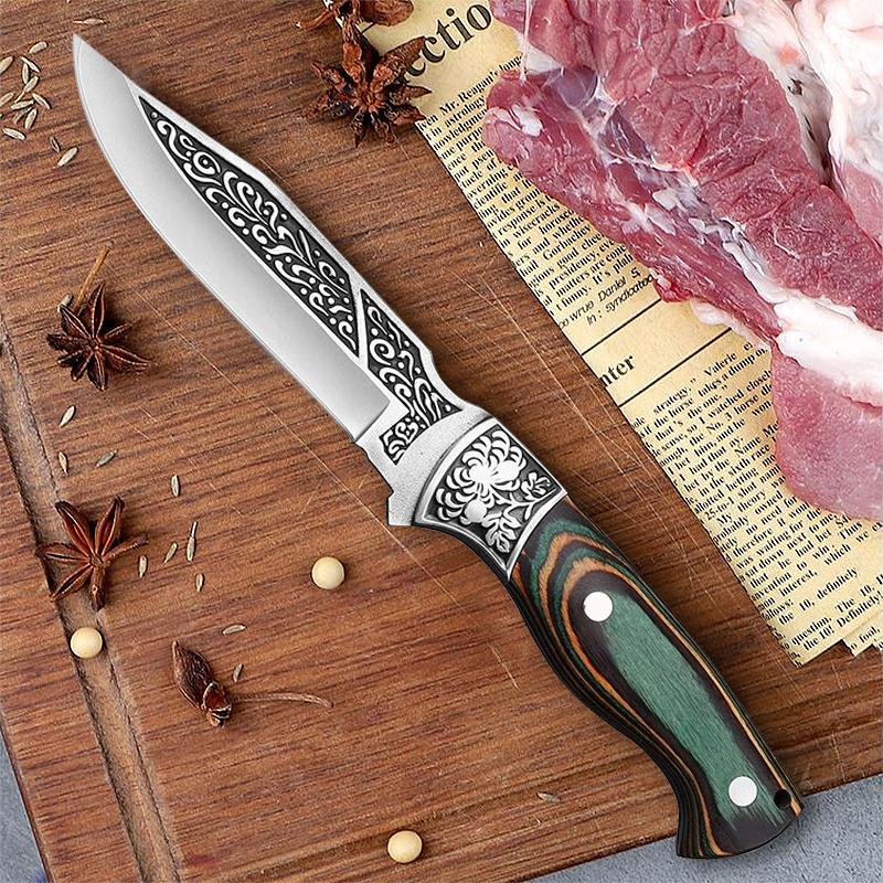 Kitchen Knife Killing Fish Knife Fruit Knife Slaughtering Knife Picking Knife Forging and Cutting Meat Scimitar Blade Sharp Portable Meat Cleaver 2PC