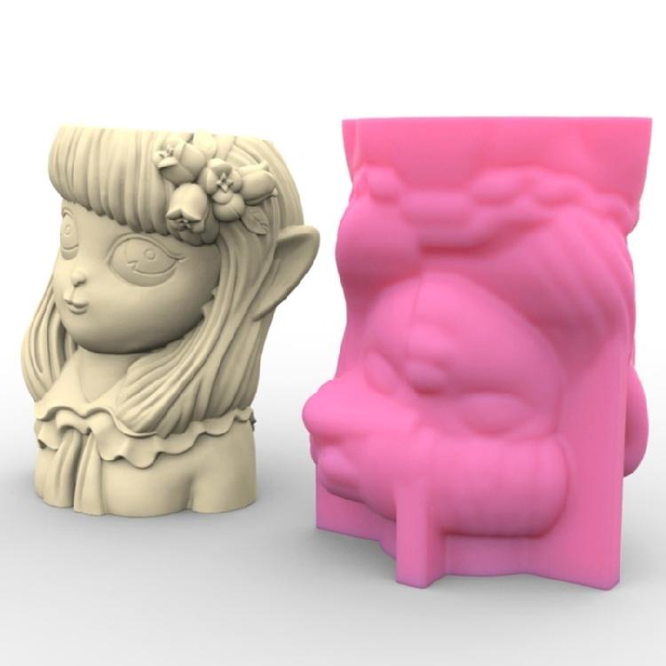 3D Little Girl Gypsum Silicone Molds for Making Succulent Plant Flower Pot