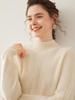 Women's Jacquard Knit Cashmere Sweater - Loose Fit, Half-High Neck, Autumn/Winter Fashion