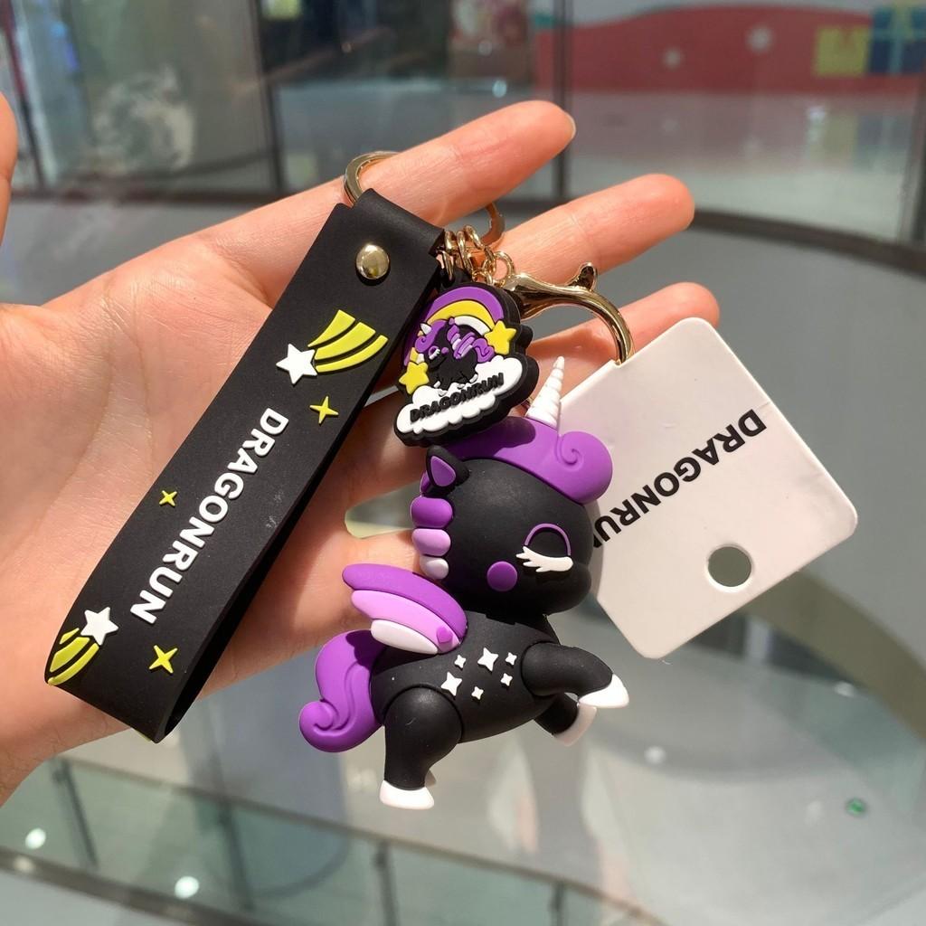 Adorable Unicorn Keychain Cartoon Style Cute Gift Bag Charm For Couples In Pink Metal