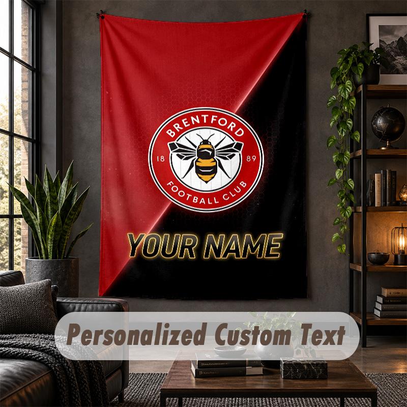Wall Tapestry Brentford Football Print Custom Name Text Wall Hanging Home Decor