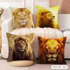 Cool Lion Cushion Cover Natural Linen Organic Fabric DoubleSided Printing Couch Pillow Covers Home Decor