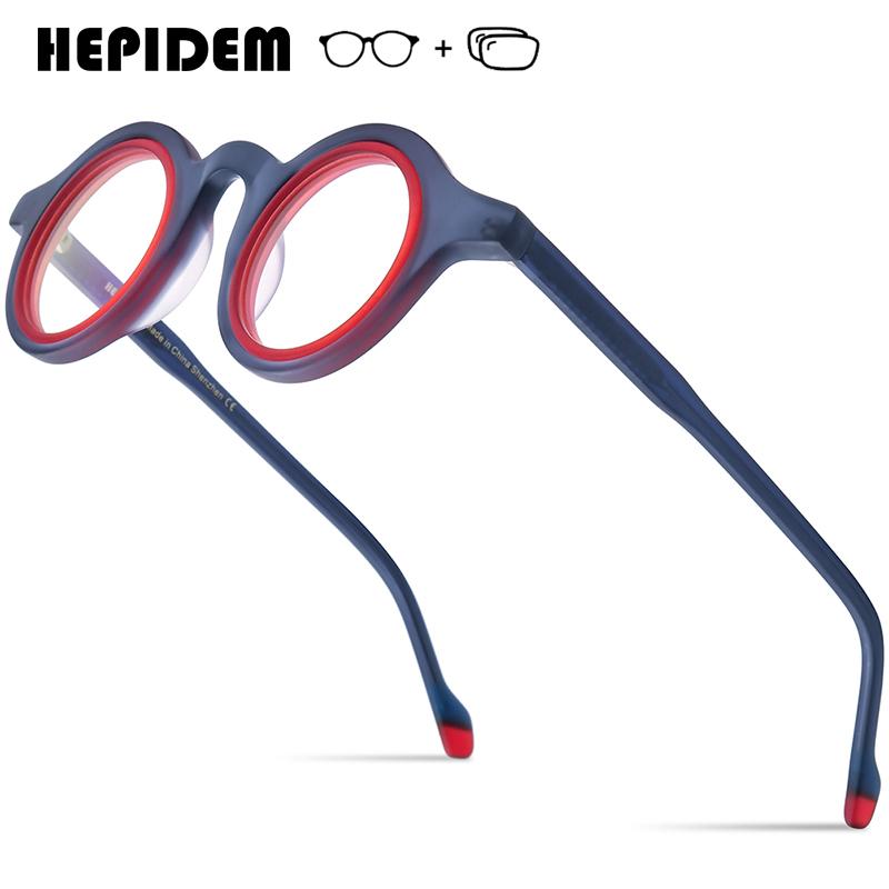 HEPIDEM Progressive Prescription Glasses Anti-Blue Photochromic Myopia Optical Lenses Eyewear Women Acetate Round Eyeglasses 267