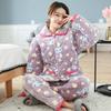 Pajamas women's winter thickened warm large size padded cotton cute coral fleece loungewear