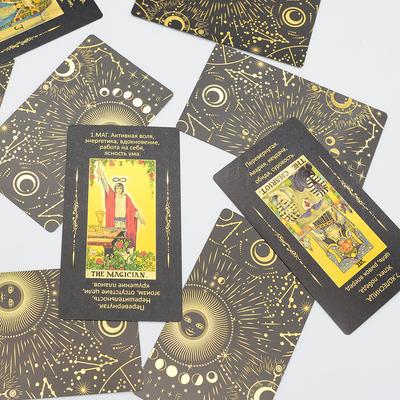 Version russe Tarot jeu de société carte feuille d'or PVC bronzant ensemble manuel jeu de cartes étanche