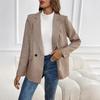 Herbst Winter Damen Lässig Langarm Karomuster Farbe Blazer Anzug Pendler Knopf Temperament