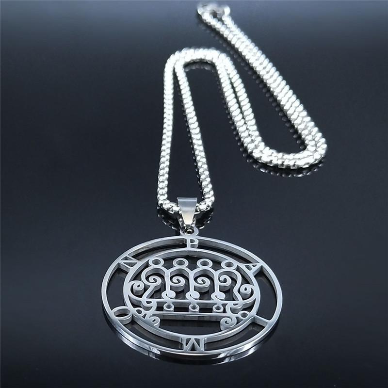 Stainless Steel Lucifer Sigil Necklace Baphomet Stamp Jewelry PAIMON Key Satanic Gothic N3521S03