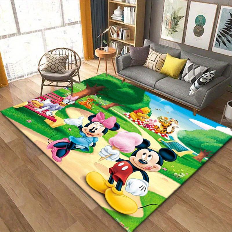 1pz Tappeto Area Mickey e Minnie, Tappetino Antiscivolo, Design Personaggio Cartone Animato, Morbido Velluto, Decorazione Stanza, Tappeto Interno Lavabile